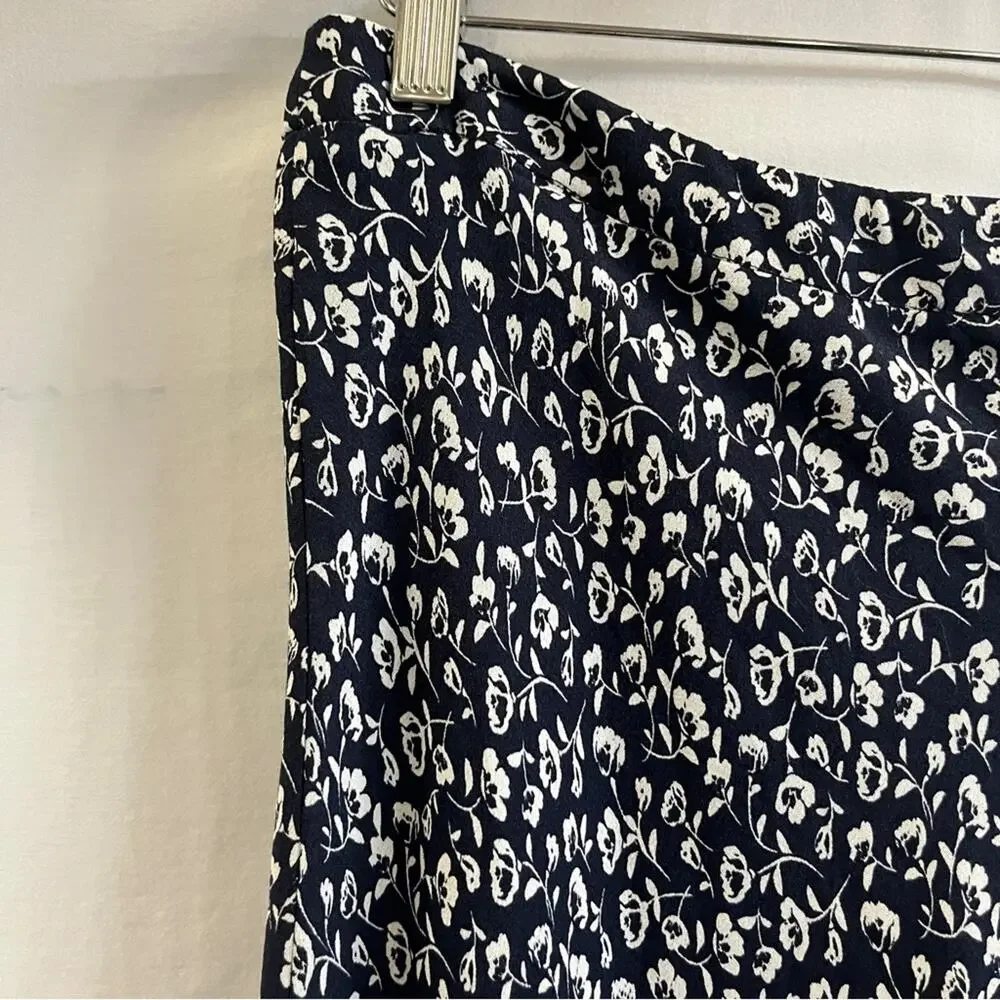 F&F Midi Navy Ivory Skirt Womens Size 12 Coquette Prairie Boho Soft Cottagecore